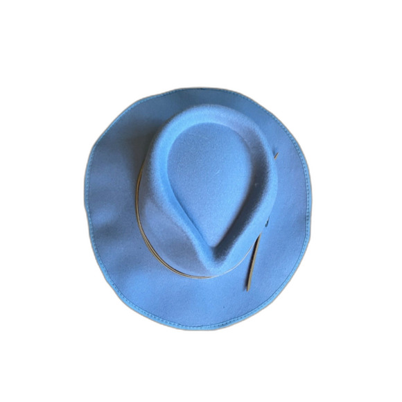 NWT FRYE Light Blue Fedora Hat Women's One Size - Picture 8 of 9